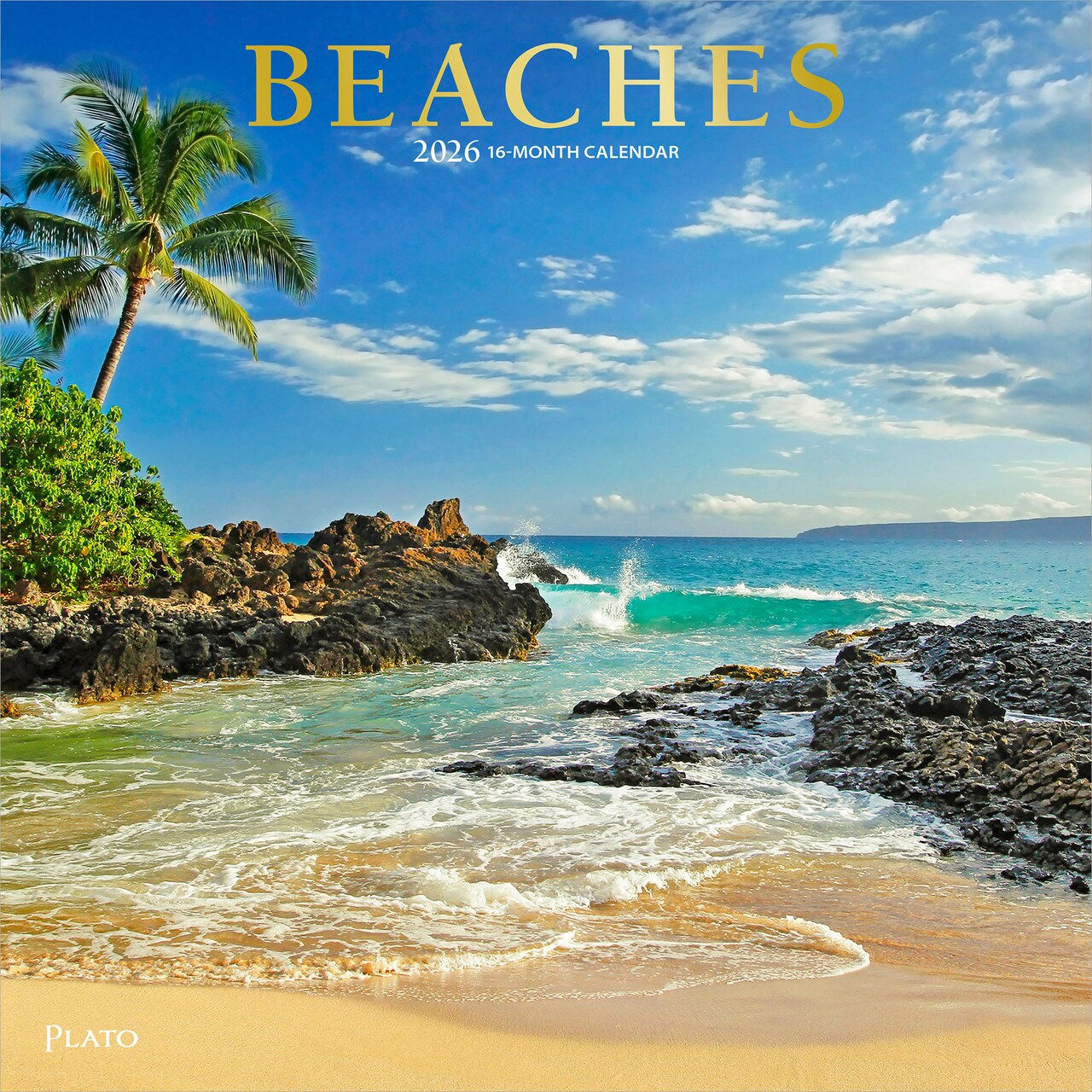 Beaches | 2026 12 x 24 Inch (Hanging) Monthly Square Wall Calendar | Foil Stamped Cover